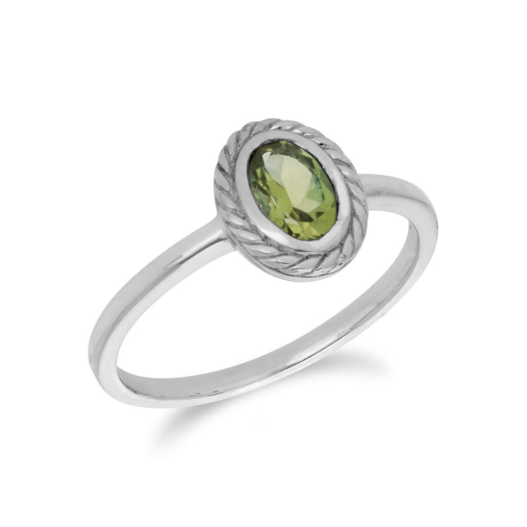 Gemondo Anello con peridoto Anello in argento sterling con peridoto modello corda di agosto - Peridoto