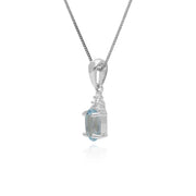 Collana con topazio, pendente di novembre con topazio azzurro in argento sterling con catena da 45 cm