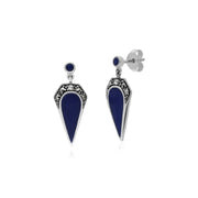 Orecchini MARKAGE, marcassite in argento sterling e orecchie di gotta smaltate blu