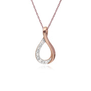 Collana con diamanti, ciondolo bacio con diamanti in oro rosa da 9 ct su catena da 45 cm