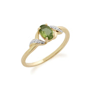 Anello Gemondo con peridoto, anello con peridoto e diamanti da 0,51 ct in oro giallo da 9 ct