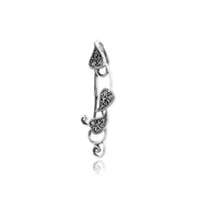 Ciondolo Foglia Stile Art Nouveau Argento 925 Marcasite Rotondo