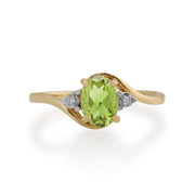 Anello Gemondo con peridoto, anello con peridoto e diamanti in oro giallo da 9 ct e 0,86 ct