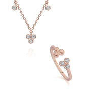 Anello e collana Trilogy Diamond in oro rosa 375 diamanti