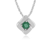 Ciondolo classico a croce quadrata in argento 925 con smeraldo