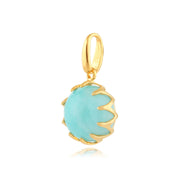 Orecchini pendenti e pendenti Classica montatura rotonda in argento 925 placcato oro con amazzonite