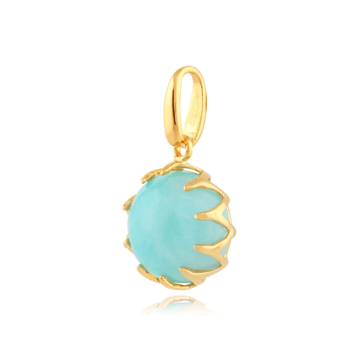 Orecchini pendenti e pendenti Classica montatura rotonda in argento 925 placcato oro con amazzonite