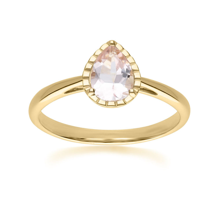 Anello classico in oro giallo 375 con Morganite a pera