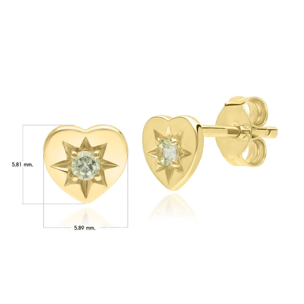 Orecchini cuore con peridoto ECFEW™ "The Liberator" in oro giallo 375