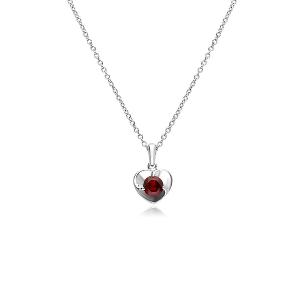 Collana Cuore in Argento 925 con Granato