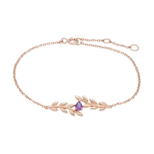 Bracciale e orecchini a Lobo O Leaf Ametista in oro rosa 375