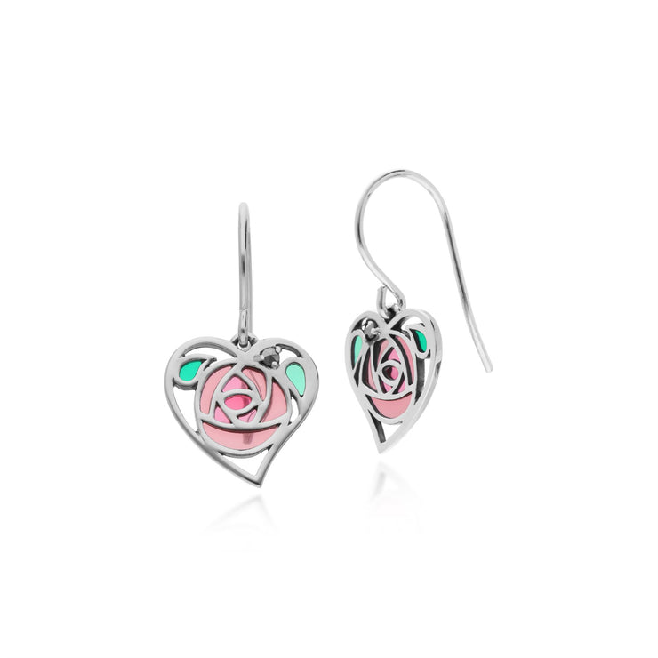 Orecchini Marcasite, orecchini a cuore aperto Marcasite Rennie Mackintosh in argento sterling