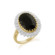 Bague Classique Or Jaune 375 Saphir et Diamant sertis cluster