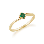 Anello Gemondo con smeraldo, anello quadrato con smeraldo da 0,16 ct in oro giallo da 9 ct