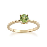 Anello gemondo con peridoto, anello con pietra unica a taglio rotondo in oro giallo con peridoto da 9 ct - Peridoto