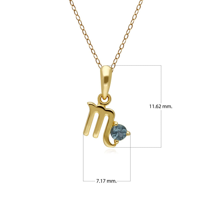 Ciondoli zodiacali Scorpione 375 Topazio azzurro in oro giallo