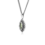 Collana in stile Art Déco Marchesa in argento 925 con peridoto e marcasite