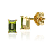 Peridot Boucles D'Oreilles, 9 CT P�ridot or Jaune Pierre Unique Baguette Boucles D'Oreilles