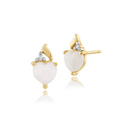 Orecchini classici a cuore con opale in oro giallo 375 e diamanti