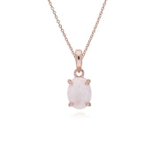 Classico pendente e bracciale ovale arcobaleno in pietra di luna placcata in oro rosa in argento 925