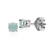 Boucles d'Oreilles Clou Classique Or Blanc 375 Jade serti Griffe