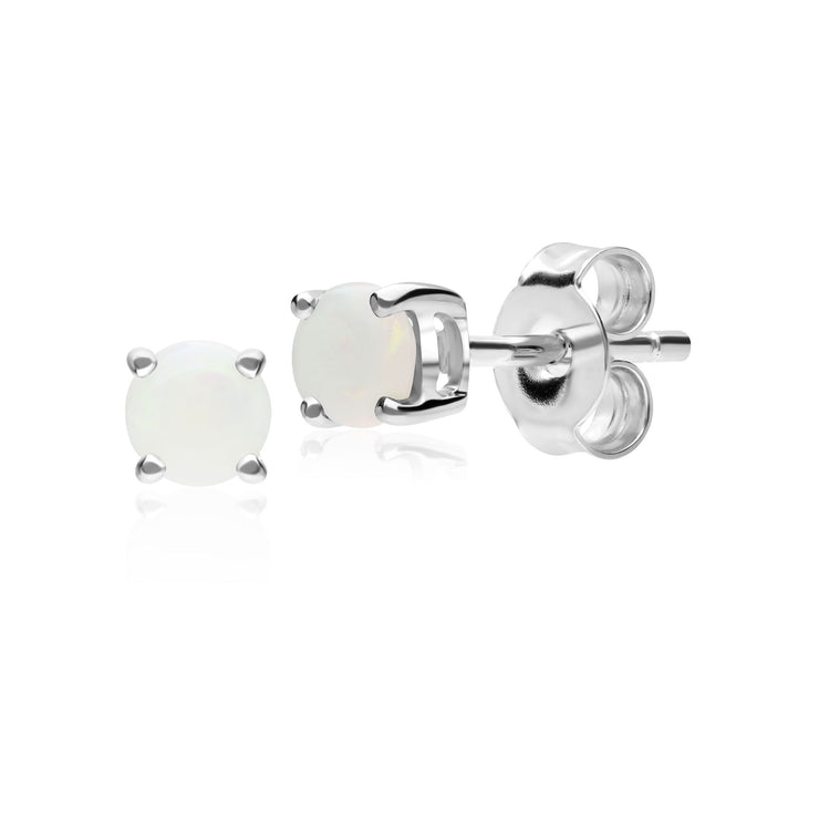 Boucles d'Oreilles Clou Classique Or Jaune 375 Opale Cabochon Rond