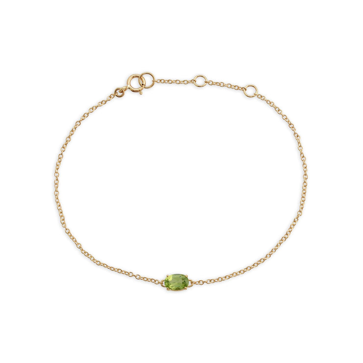 Classico bracciale ovale con peridoto in oro giallo 375