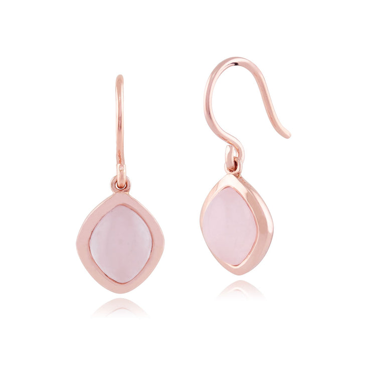 Orecchini pendenti "Oxypetalum" con quarzo rosa pastello in argento sterling placcato oro rosa da 9 ct