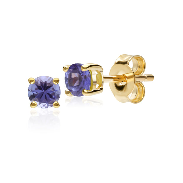 Boucles d'Oreilles Clou Classique Or Jaune 375 Tanzanite serti Griffe