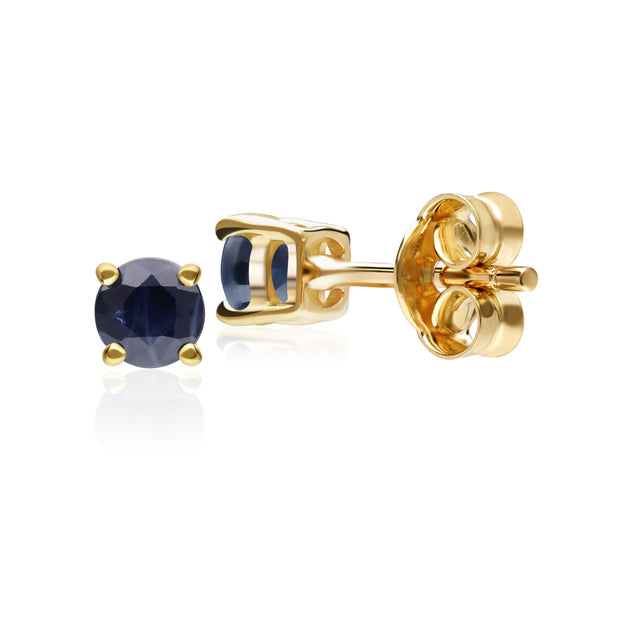 Boucles d'Oreilles Clou Classique Or Jaune 375 Saphir Rond