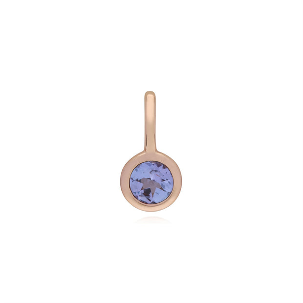 Ciondolo classico con lucchetto a cuore in argento 925 placcato oro rosa e ciondoli in tanzanite