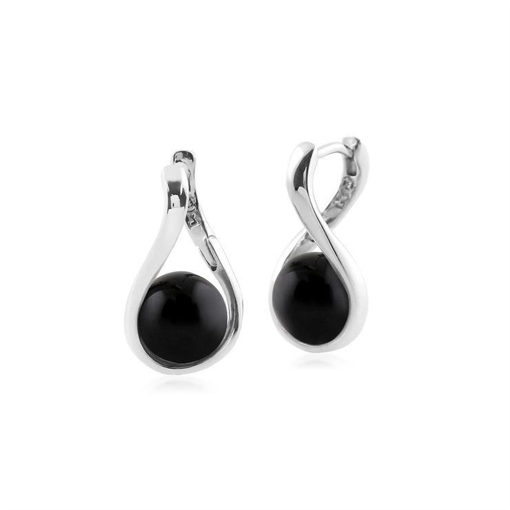Orecchini a sfera in onice nero placcato rodio in argento 925 Kosmos