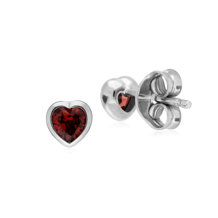 Orecchini a lobo con granato a cuore pietra singola in argento sterling