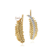 Gemondo Boucles d'Oreilles Plumes ECFEW™ 'The Unifier' Perles de Culture et Diamant