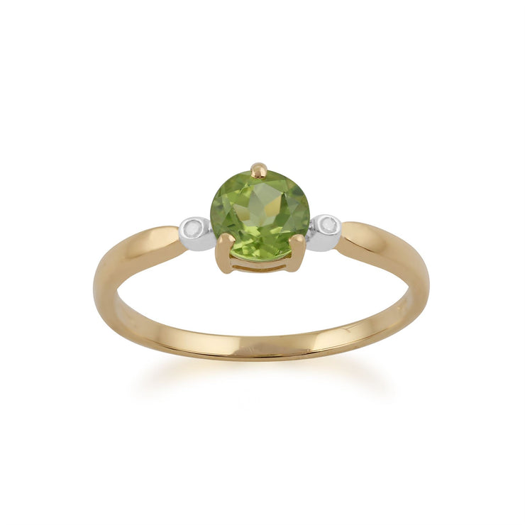 gemondo Anello con peridoto, anello in oro giallo da 9 ct con peridoto da 0,63 ct e diamanti