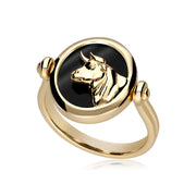 Anello zodiacale Toro con onice nera