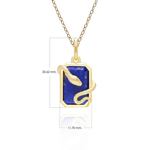 Grande ciondolo a forma di serpente arrotolato decorativo in lapislazzuli in argento dorato con oro fino