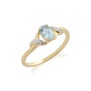 Anello Gemondo con topazio azzurro, anello in oro giallo da 9 ct con topazio azzurro da 0,56 ct e anello con diamanti