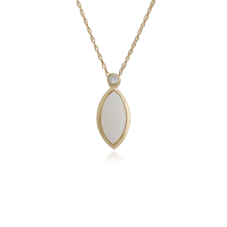 Classico pendente marquise cabochon in oro giallo 375 con opale e orecchini a bottone