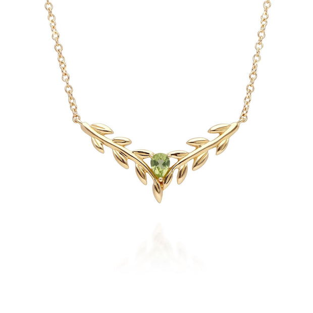 Bracciale e collana O Leaf con peridoto in oro giallo 375