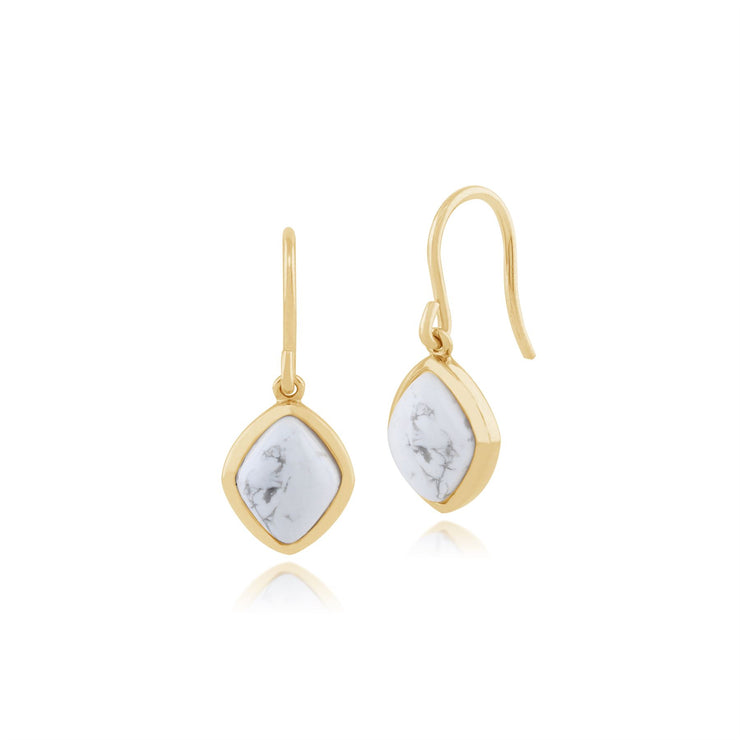 Orecchini Howlite, orecchini pendenti Howlite in argento sterling 925 placcato oro da 3,00 ct