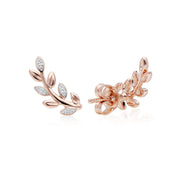 Orecchini con diamanti in oro rosa 375 O Leaf