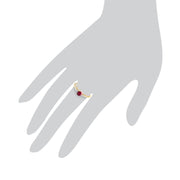 Anello con rubino, oro giallo da 9 ct, stile solitario con rubino e diamanti da 0,34 ct