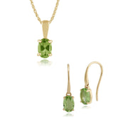 Classico pendente ovale con peridoto in oro giallo 375 e orecchini pendenti