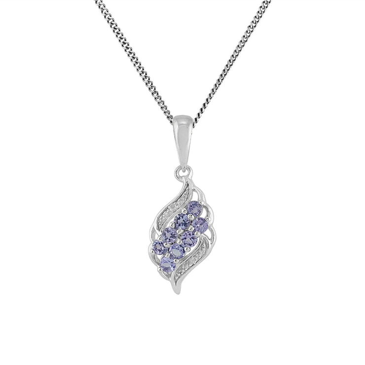 Pendentif Moderne Argent 925 Tanzanite Rond et Diamant