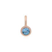 Ciondolo classico con lucchetto a cuore intrecciato in argento 925 placcato oro rosa e ciondoli con topazio azzurro