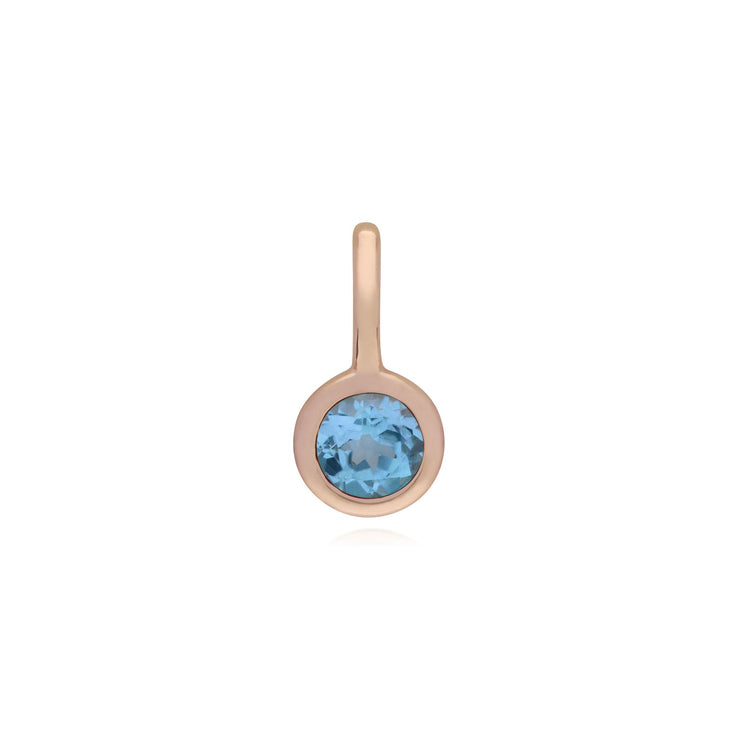 Ciondolo classico con lucchetto a cuore intrecciato in argento 925 placcato oro rosa e ciondoli con topazio azzurro