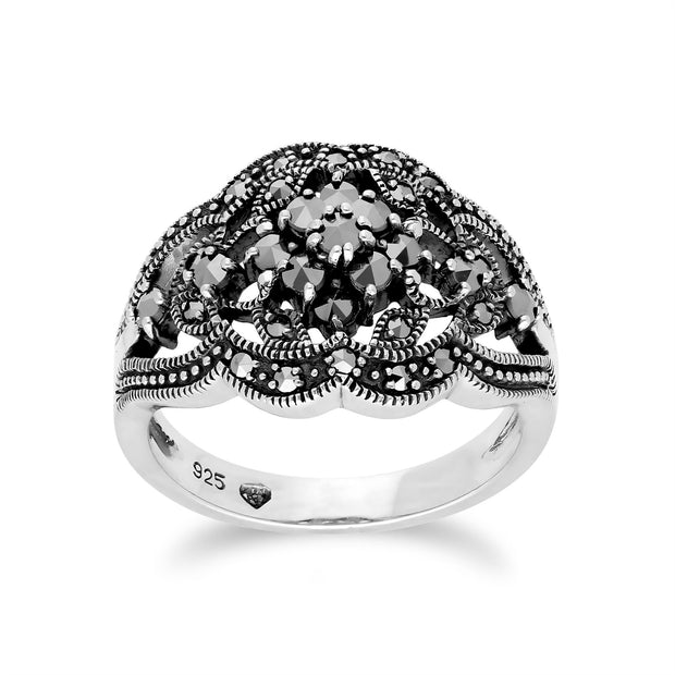 Anello Gemondo Marcasite, cluster di anelli marcasite in argento sterling - 0