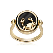 Anello zodiacale Cancro con onice nera