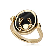 Anello zodiacale Cancro con onice nera